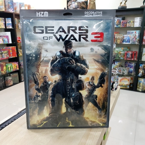 QUADRO DE METAL DECORATIVO GRANDE - GEARS OF WAR 3