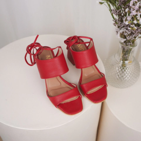 Sandalias Carola de cuero Rojo - comprar online