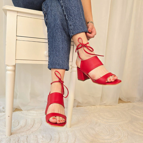Sandalias Carola de Cuero Rojo - comprar online