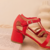 Sandalias de Cuero Rojo Diya en internet