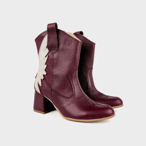 Botas Chiara De Cuero Bordo