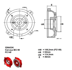 Imagem do Flange Nema-C Intercambiável Carcaça 90 FC149 3D6433K