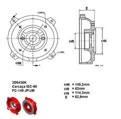 Imagem do Flange Nema-C JP/JM Carcaça 90 p/ Bomba D`Água 3D6436K