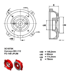 Imagem do Flange Nema-C JP/JM Carcaça 112 p/ Bomba D`Água 3C1873K