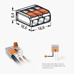 Conector Emenda Compacto 221-413 4mm² Wago - loja online
