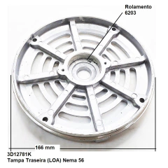Tampa Traseira Eberle Nema 56 LN 3D12781K Carcaça VT - Eletrotécnica Vera Cruz
