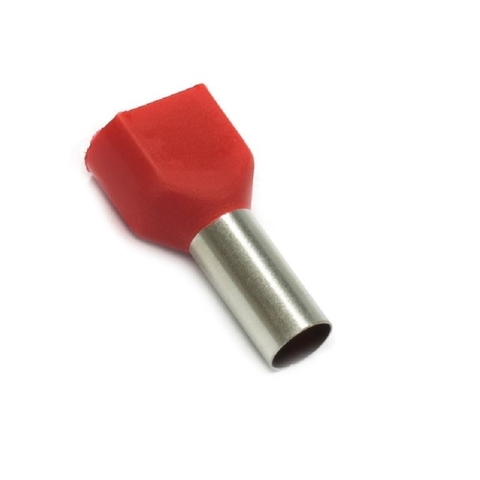 Terminal Tubular Ilhós Duplo 1,00 mm² Vermelho 100 peças