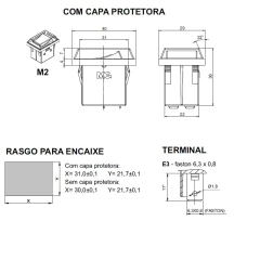 Imagem do Interruptor Tecla Bipolar 30223 L-D 15A/250V Sem Iluminação