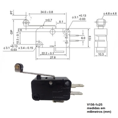 Imagem do Fim de Curso Mini V-156-1C25 Haste com Roldana 1SPDT