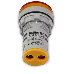 Voltímetro Digital 22mm 5-60Vcc (Corrente Contínua) Amarelo - comprar online