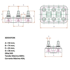 Placa de Bornes Carcaças 112/132 3D5547C9K - Eletrotécnica Vera Cruz