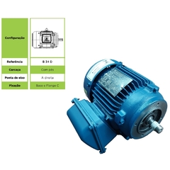 Motor Elétrico Trifásico 0,50 CV 4 Polos IP55 B34D 4T IR3 - comprar online