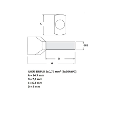 Terminal Tubular Ilhós Duplo 0,75 mm² Cinza 100 peças - comprar online