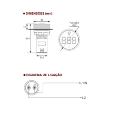 Voltímetro Digital 22mm 20-500Vca Verde - loja online