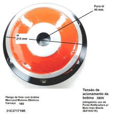 Flange de Freio Carcaça 160 com Bobina 380V 31C371716K - Eletrotécnica Vera Cruz