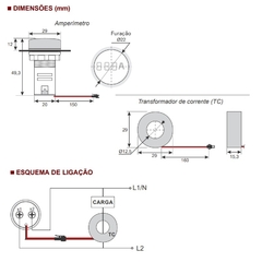Amperímetro Digital 22mm 0-100A Amarelo Alimentação 60-380Vca na internet