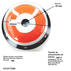 Flange de Freio Carcaça 180 com Bobina 440V 31C371720K - comprar online