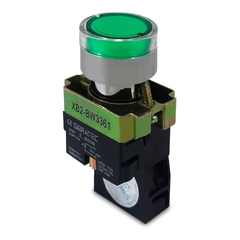 Botão Comando Impulso Iluminado Led 24Vca/Vcc 1NA - Verde Met