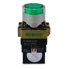 Botão Comando Impulso Iluminado Led 24Vca/Vcc 1NA - Verde Met - Eletrotécnica Vera Cruz