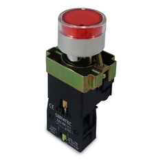Botão Comando Impulso Iluminado Led 24Vca/Vcc 1NF - Vermelho Met - comprar online
