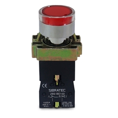 Botão Comando Impulso Iluminado Led 24Vca/Vcc 1NF - Vermelho Met - loja online