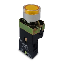Botão Comando Impulso Iluminado Led 24Vca/Vcc 1NA - Amarelo Met - comprar online