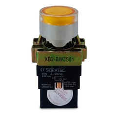 Botão Comando Impulso Iluminado Led 24Vca/Vcc 1NA - Amarelo Met - Eletrotécnica Vera Cruz