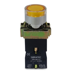 Botão Comando Impulso Iluminado Led 24Vca/Vcc 1NA - Amarelo Met - loja online