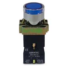 Botão Comando Impulso Iluminado Led 24Vca/Vcc 1NA - Azul Met - loja online