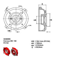 Flange Nema-C Intercambiável Carcaça 160 FC184 3C6509K - loja online