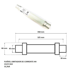 Fusível HH 15/17,5kV DIN-325mm 31,5kA 50A - comprar online