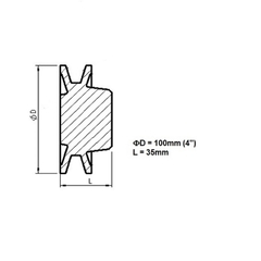 Polia Alumínio 1 Canal Perfil A 100mm Furo 3/4" 19,05mm - Eletrotécnica Vera Cruz
