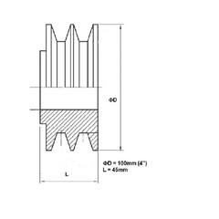 Polia Alumínio 2 Canais Perfil A 100mm Furo 3/4" 19,05mm - Eletrotécnica Vera Cruz