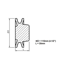 Polia Alumínio 1 Canal Perfil A 115mm 4.1/2¨ Furo 3/4" 19,05mm - Eletrotécnica Vera Cruz