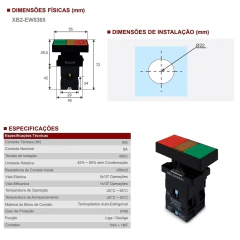Botão Comando Duplo 1na+1nf com Iluminação Led 220Vca Quadrado - loja online