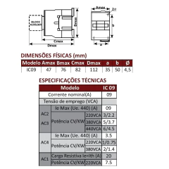 Imagem do Contator IC 0910 1NA 9A Bobina 220Vca