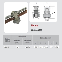 Conector Parafuso Fendido 50 mm² Bi Metálico - Eletrotécnica Vera Cruz