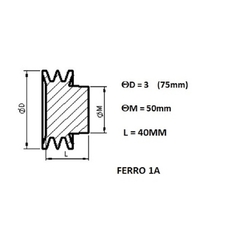 Polia Ferro Fundido 1 Canal Perfil A 75mm Furo 5/8" 15,88mm na internet