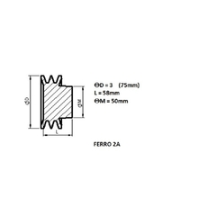 Polia Ferro Fundido 2 Canais Perfil A 75mm Furo 24mm - Eletrotécnica Vera Cruz