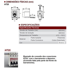 Conector Genérico Conexão Frontal Cabo 16mm² HT25 10 peças - Eletrotécnica Vera Cruz