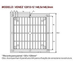 Imagem do Veneziana 148x148mm c/ Filtro p/ Micro Ventilador 120x120mm