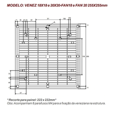 Imagem do Veneziana 255x255 c/ Filtro p/ Micro ventilador 180x180 200x200