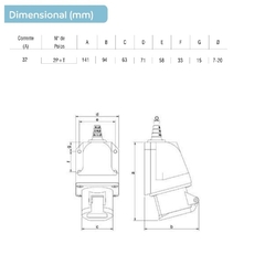 Tomada Sobrepor IP44 32A 2p+t 220/240Vca Azul 6h TSS-3206