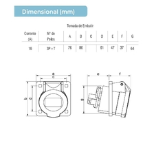Imagem do Tomada Embutir IP44 16A 3p+t 220/240Vca Azul 9h TES-4049