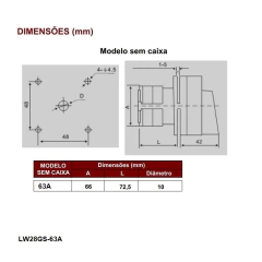 Chave Seccionadora Rotativa L/D 63A Embutir 4 Polos LW28GS - loja online