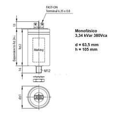Célula Monofásica 380Vca 3,3 kVAr - Eletrotécnica Vera Cruz
