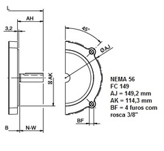 Flange Eberle Nema 56(48) LN FC149 3D11513P2K - loja online