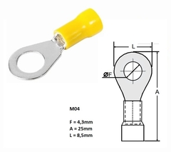 Terminal Pre Isolado Olhal 4,00-6,00 mm² 100 peças - Eletrotécnica Vera Cruz