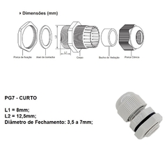 Prensa Cabo Nylon Curto PG7 Cinza 10 peças na internet