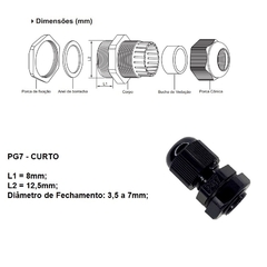 Prensa Cabo Nylon Curto PG7 Preto 10 peças na internet